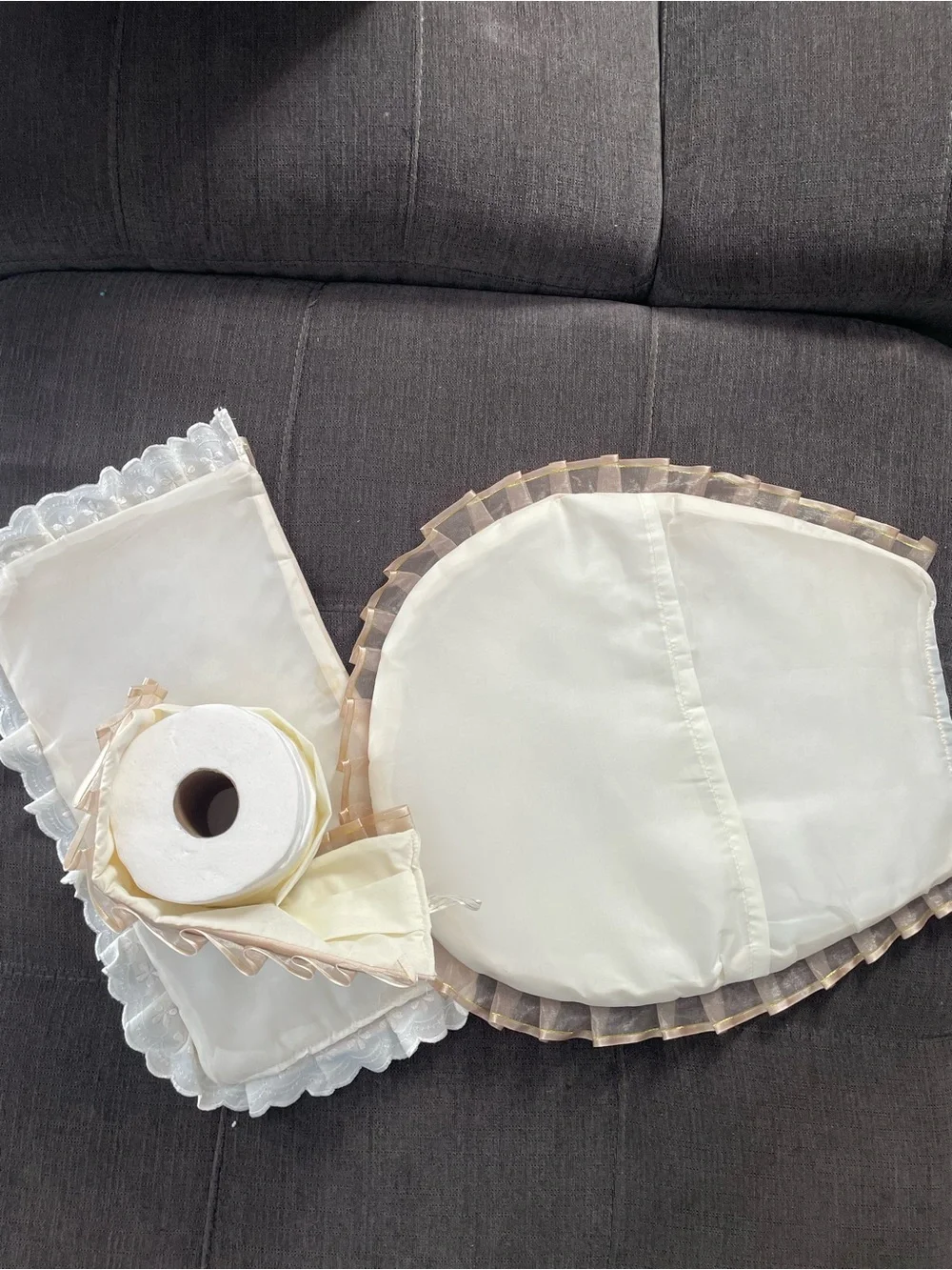Hand-Painted Floral Beige Kitchen Linen Set